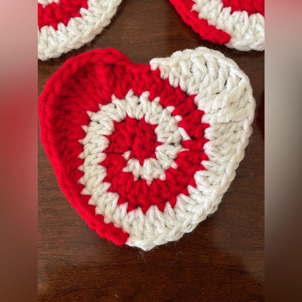 Handmade Crocheted Coasters- Valentine Heart Shaped - Picture 4 of 4